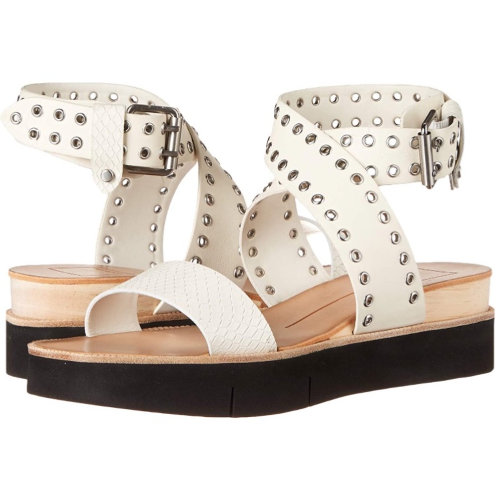Dolce Vita Panko-Stud Women's Sandal snakeskin white leather with box size 9